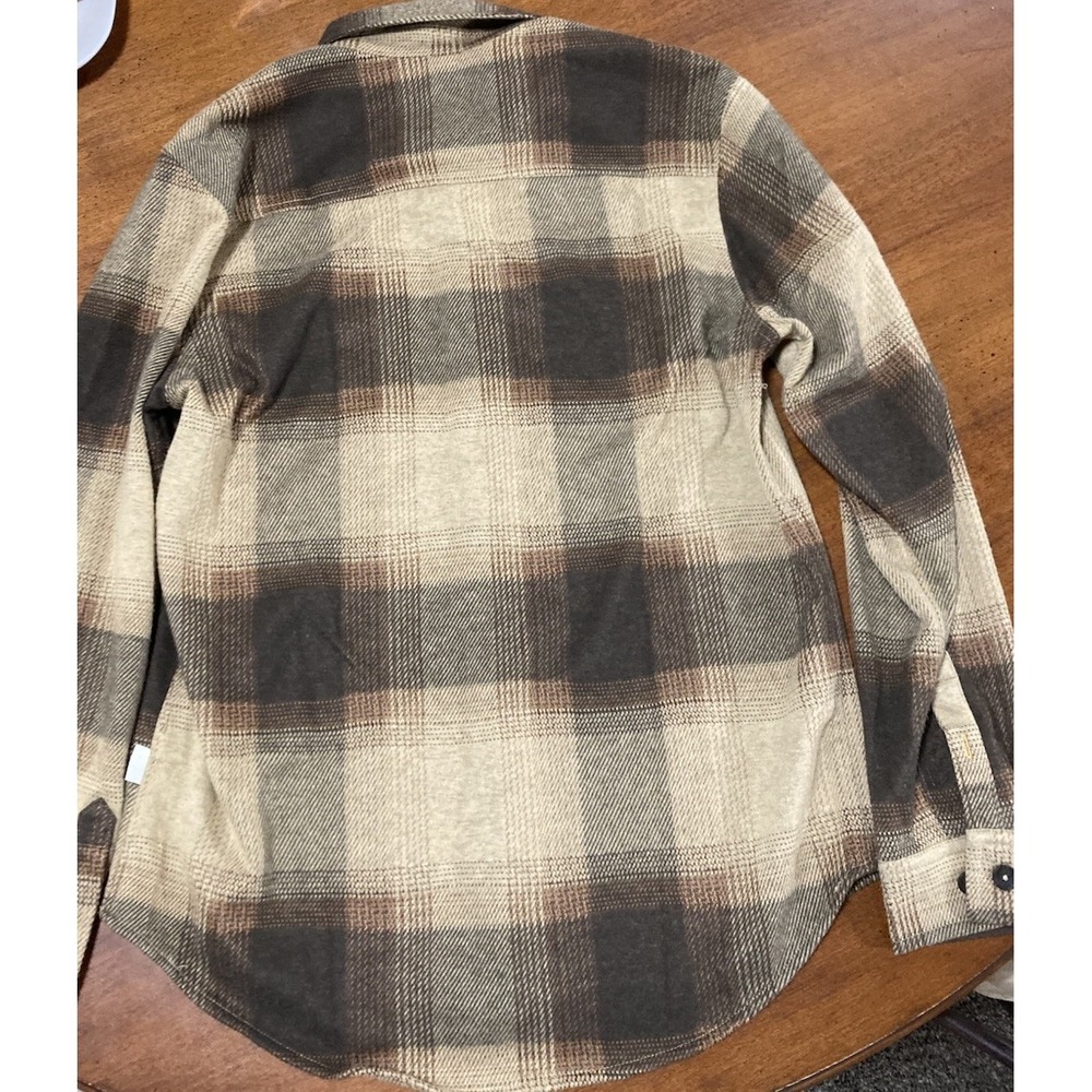 Rainforest Men's Flannel Oatmeal Plaid Long Sleeve Button-Up Shirt Size S - Picture 6 of 7